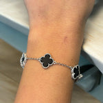 Bracciale 5 fiori onice in argento 925 - SIddharta
