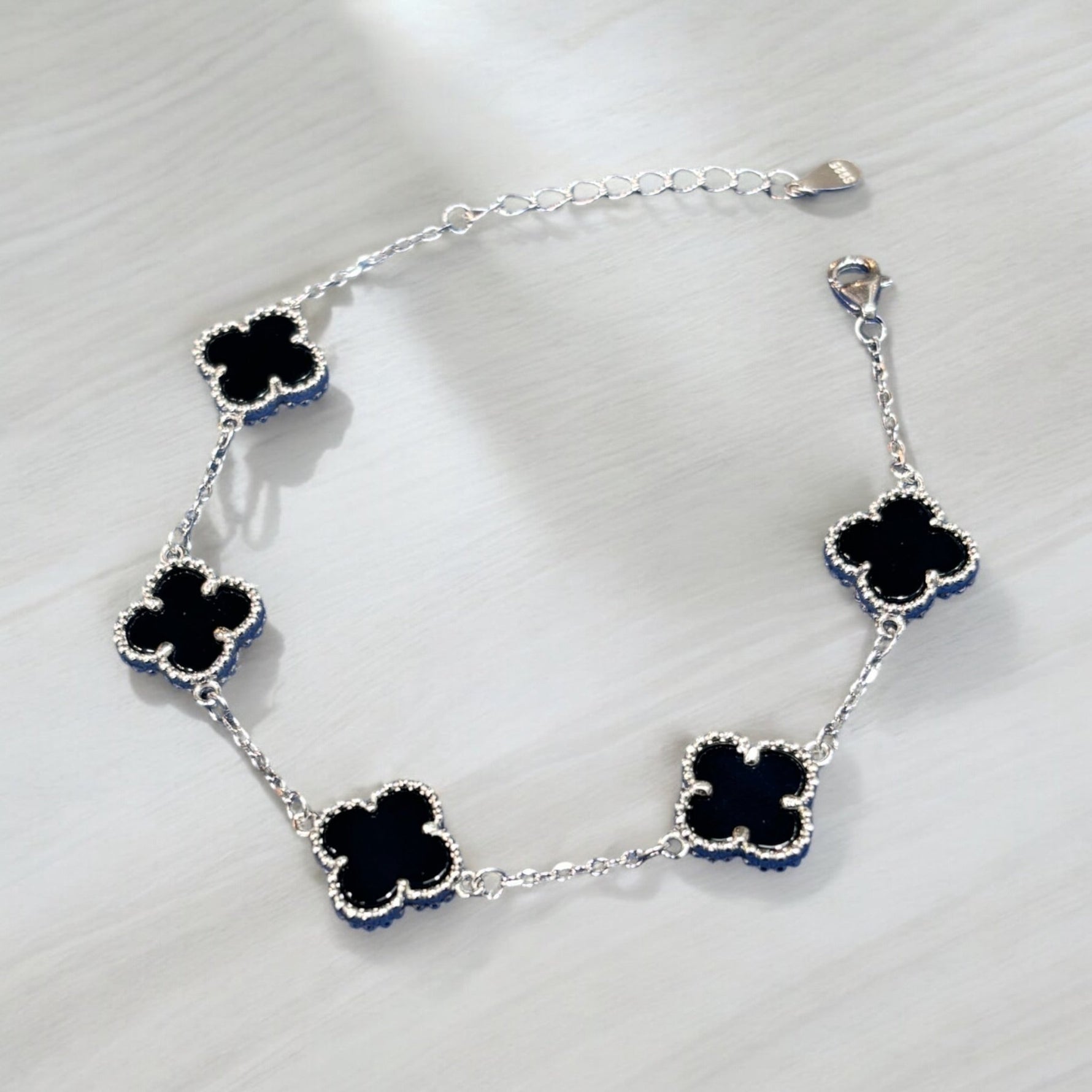 Bracciale 5 fiori onice in argento 925 - SIddharta