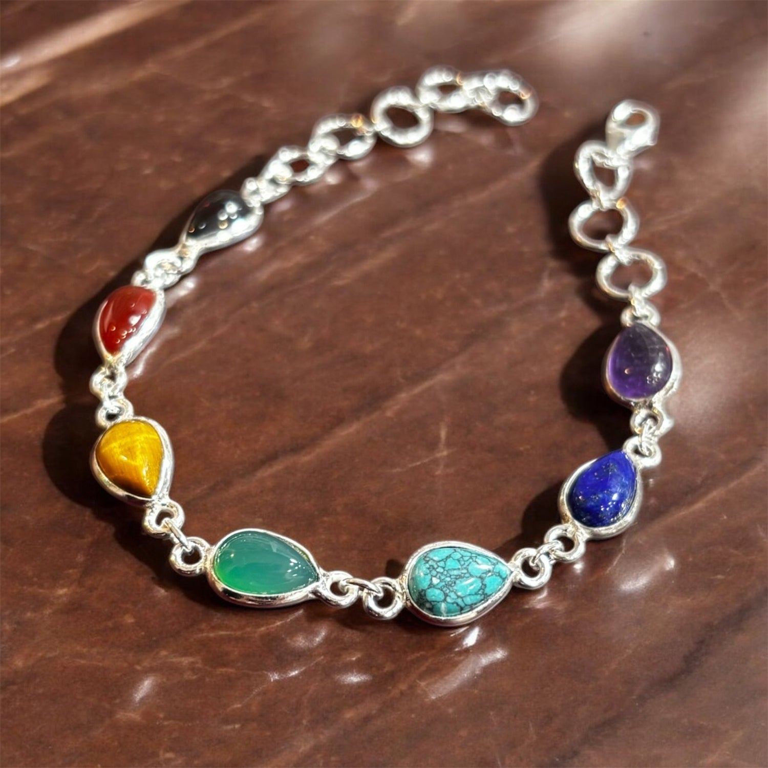Bracciale 7 pietre in argento 925 - SIddharta