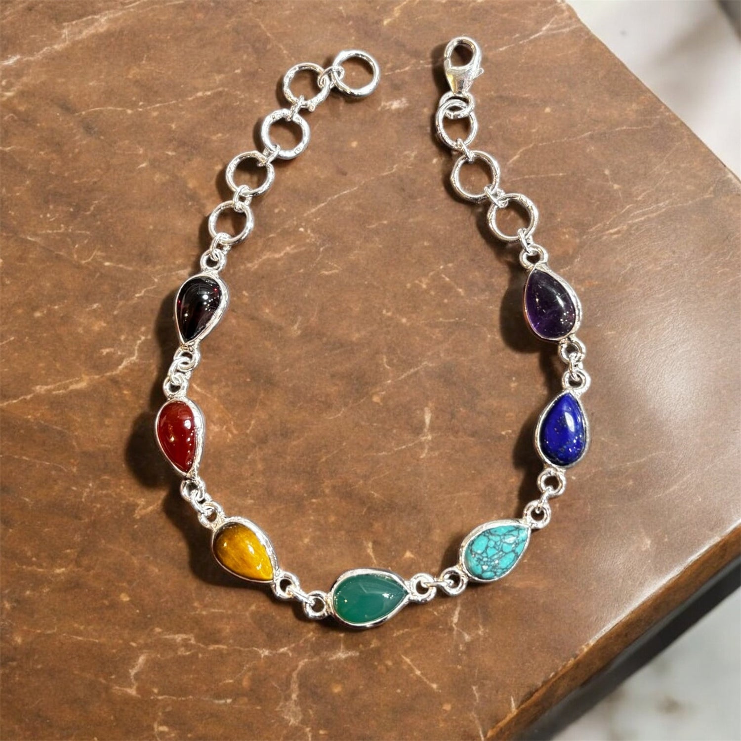 Bracciale 7 pietre in argento 925 - SIddharta