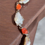 Bracciale argento con fiore cameo corallo e perle - SIddharta