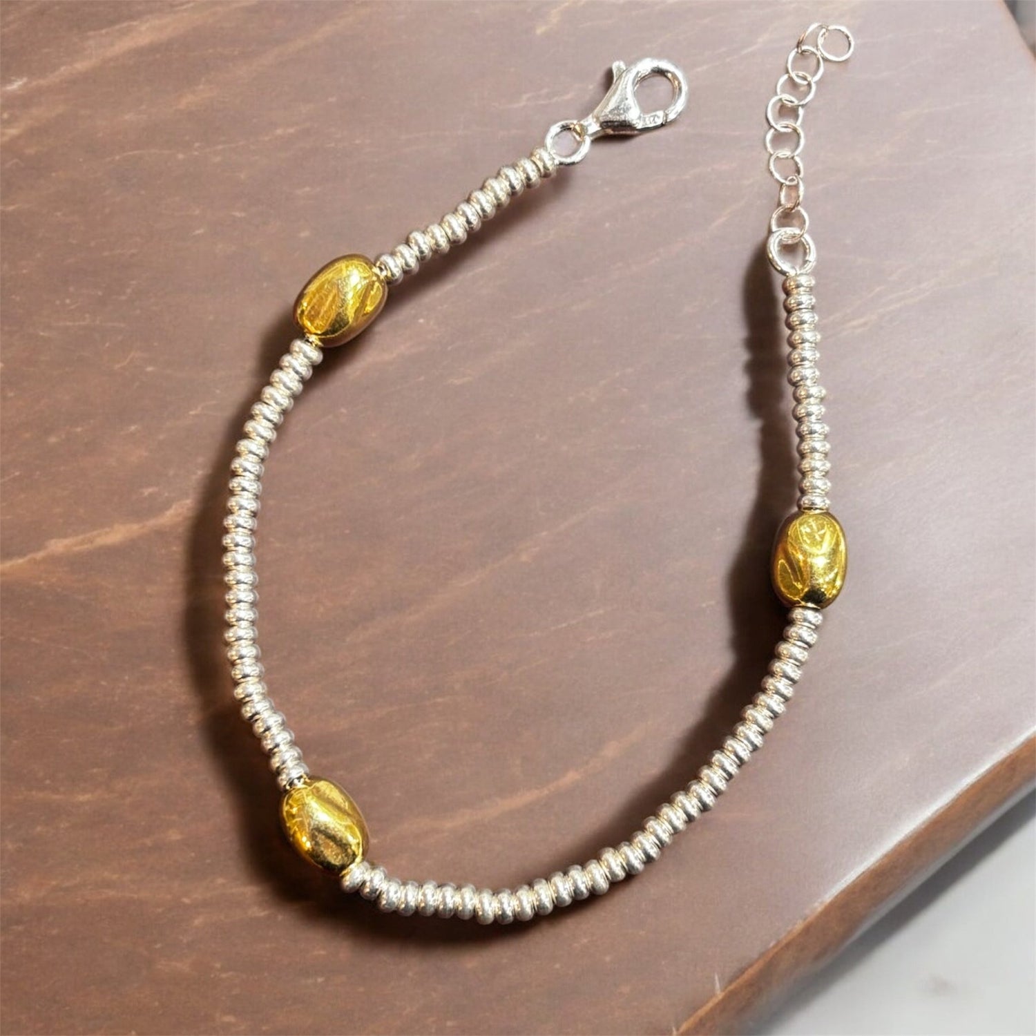 Bracciale Armonia in argento 925 con pepite dorate - SIddharta