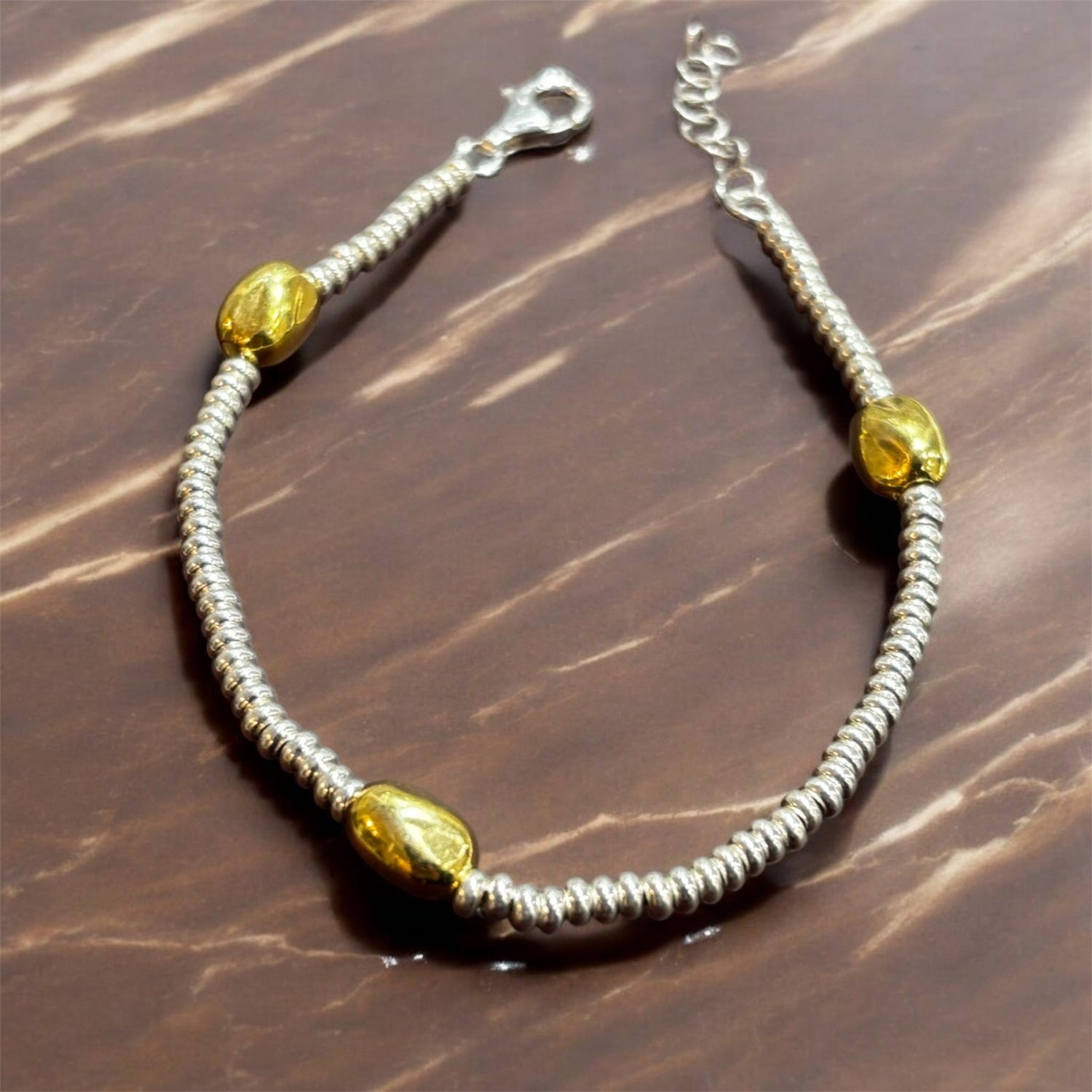 Bracciale Armonia in argento 925 con pepite dorate - SIddharta