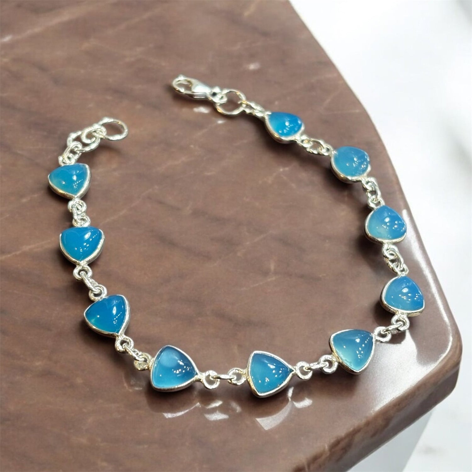 Bracciale Calcedonio blu in argento 925 - SIddharta