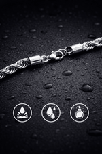 Bracciale Corda Uomo Color Argento in Acciaio Inossidabile 316L – Catena Intrecciata Resistente all’Acqua - SIddharta