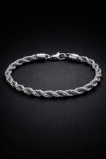 Bracciale Corda Uomo Color Argento in Acciaio Inossidabile 316L – Catena Intrecciata Resistente all’Acqua - SIddharta