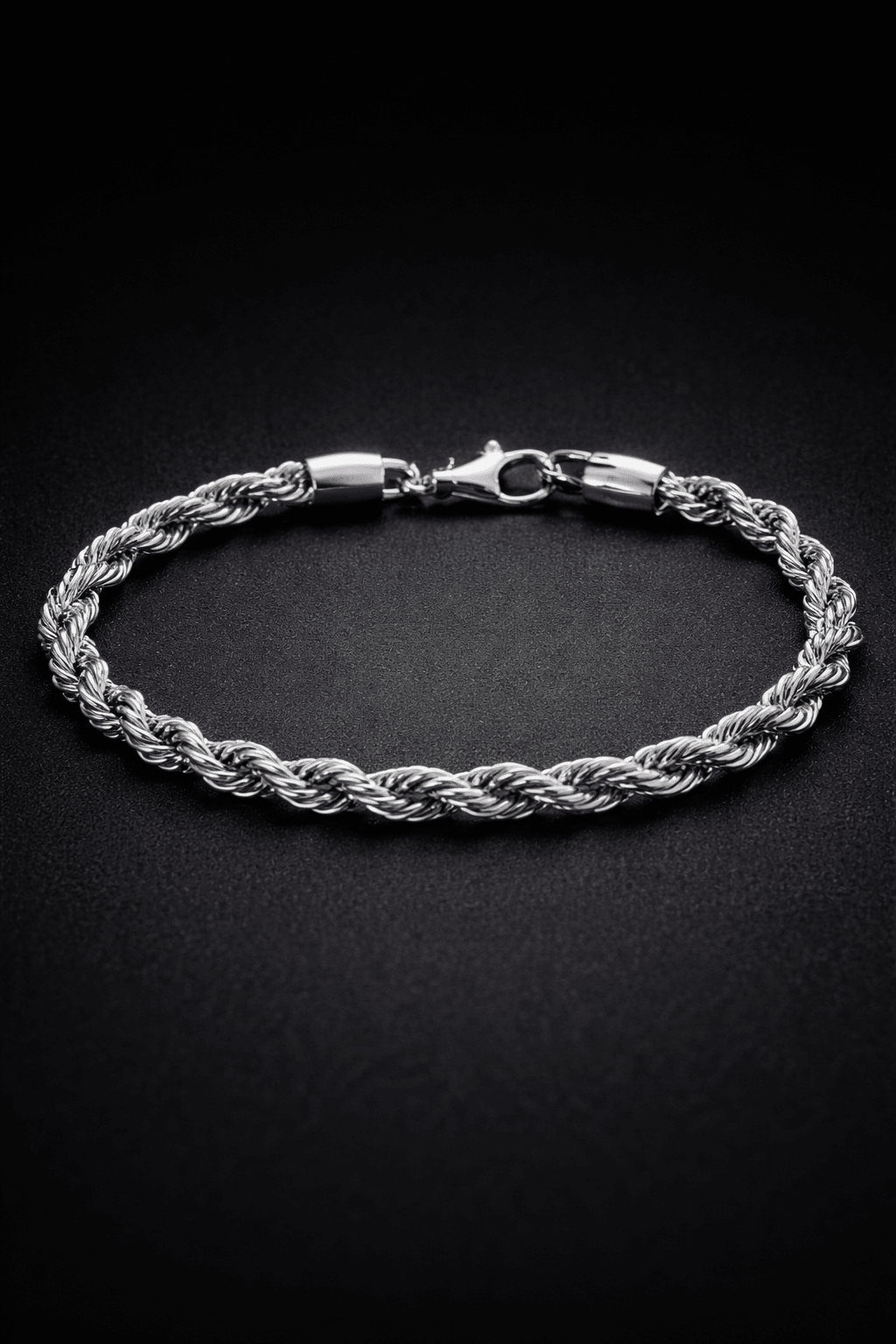 Bracciale Corda Uomo Color Argento in Acciaio Inossidabile 316L – Catena Intrecciata Resistente all’Acqua - SIddharta