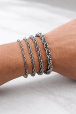 Bracciale Corda Uomo Color Argento in Acciaio Inossidabile 316L – Catena Intrecciata Resistente all’Acqua - SIddharta