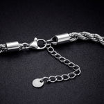 Bracciale Corda Uomo Color Argento in Acciaio Inossidabile 316L – Catena Intrecciata Resistente all’Acqua - SIddharta