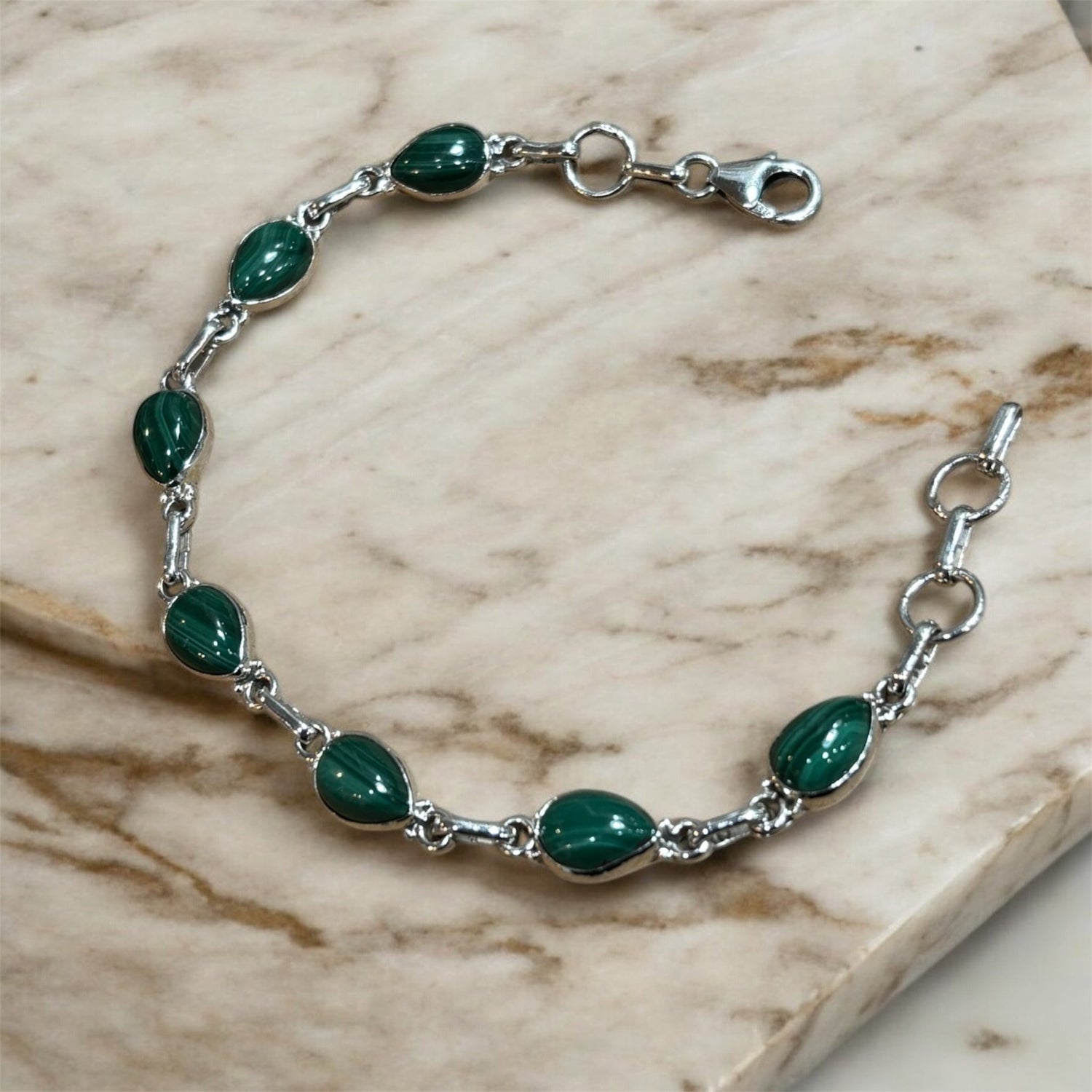 Bracciale Malachite in argento 925 - SIddharta