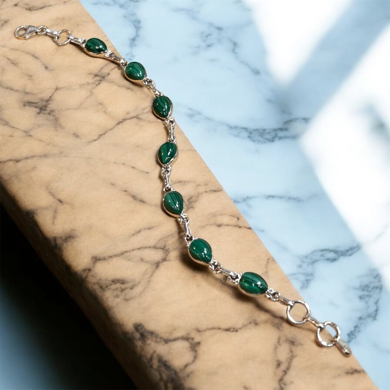 Bracciale Malachite in argento 925 - SIddharta