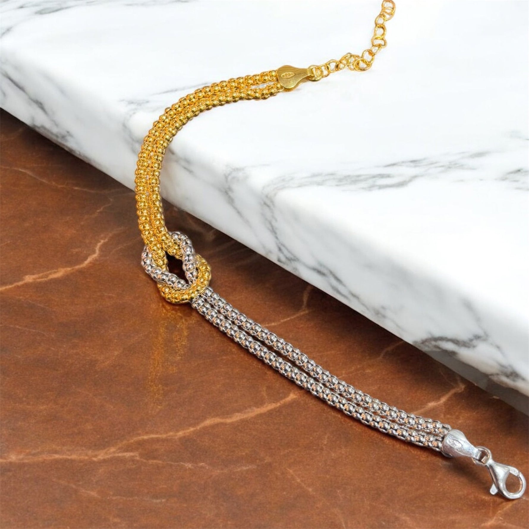 Bracciale nodo due colori in argento 925 - SIddharta