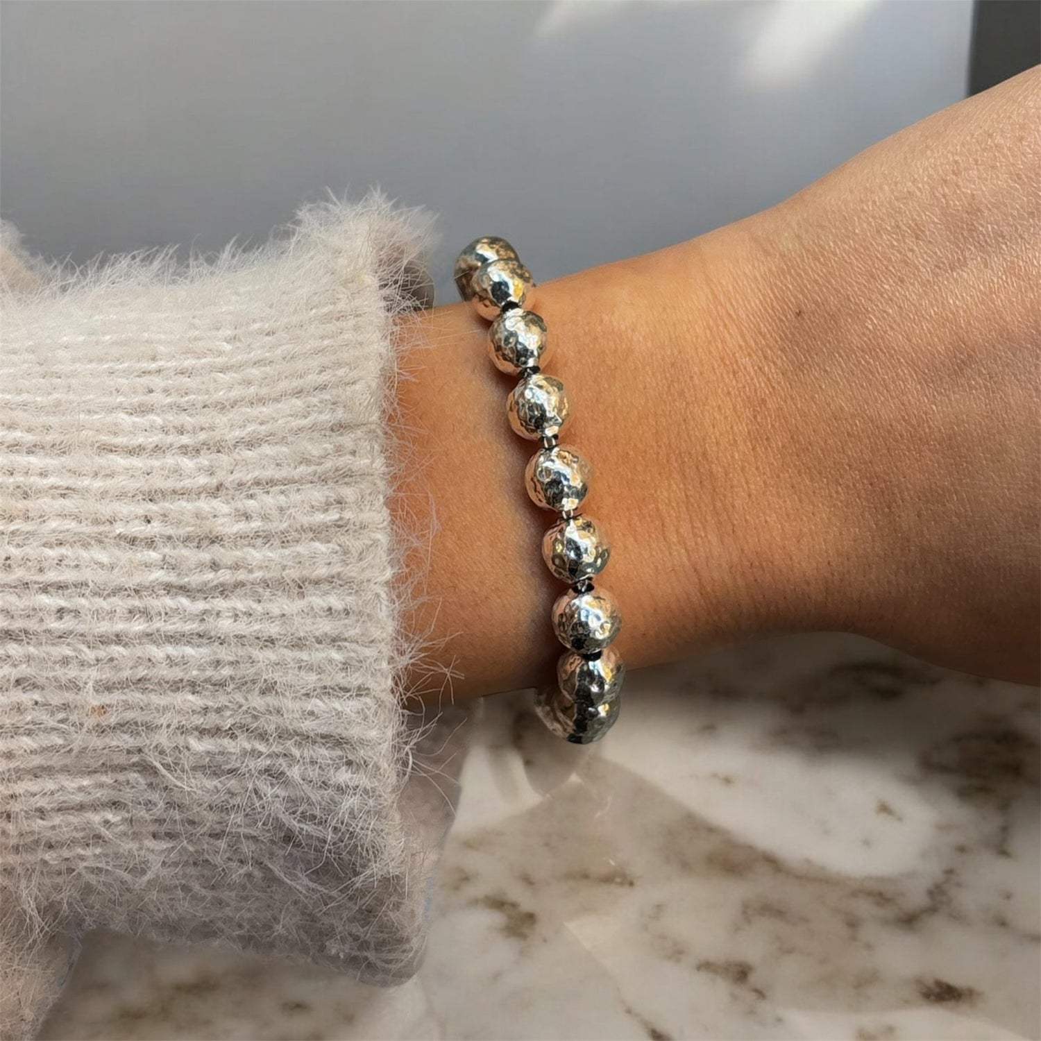 Bracciale palline sfaccettate XL in argento 925 - SIddharta