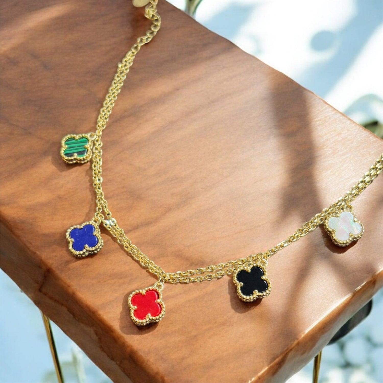 Bracciale quadrifogli 5 colori oro in argento 925 - SIddharta