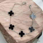 Bracciale quadrifogli big nero in argento 925 - SIddharta
