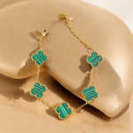 Bracciale quadrifoglio S oro e malachite in argento 925 - SIddharta