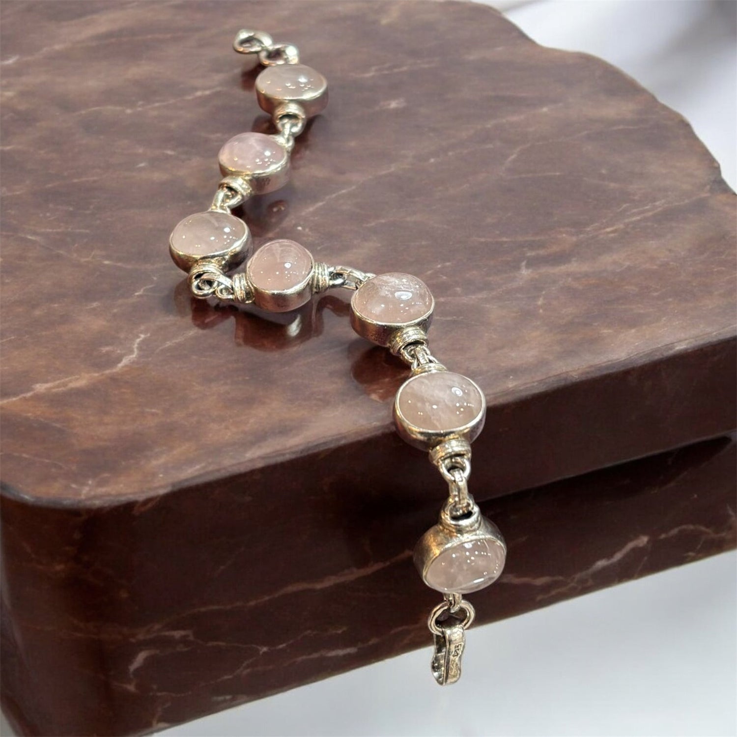 Bracciale quarzo rosa in argento 925 - SIddharta