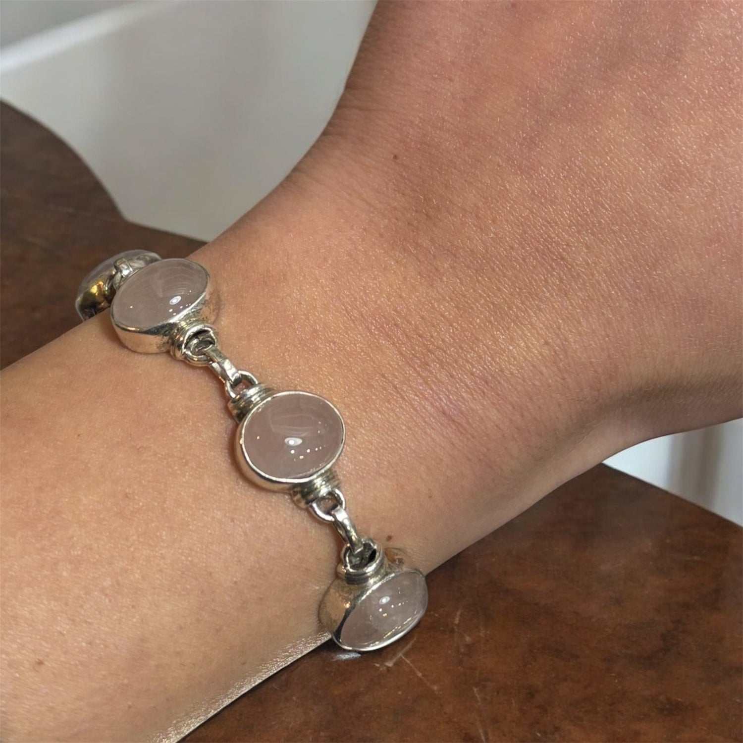 Bracciale quarzo rosa in argento 925 - SIddharta