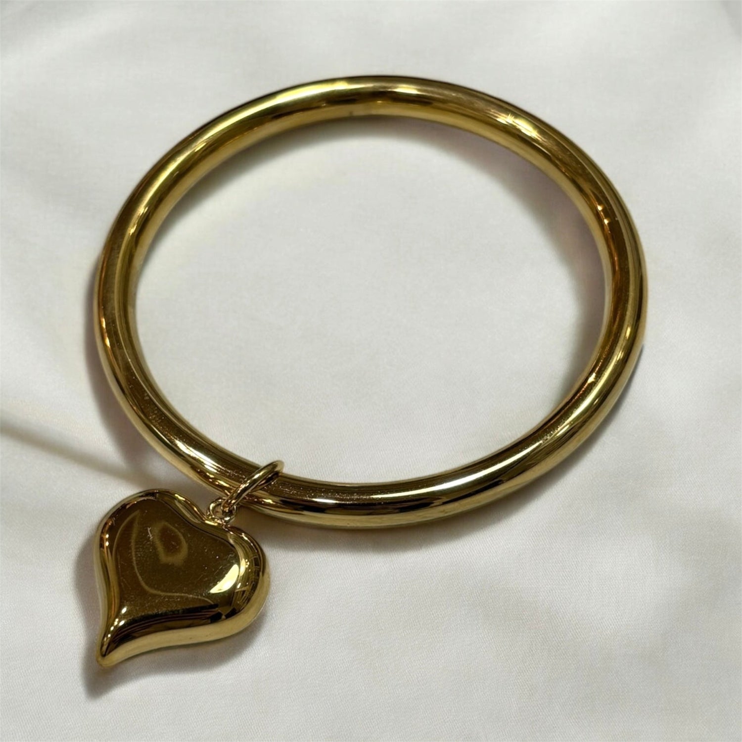 Bracciale rigido con cuore dorato in acciaio inossidabile - SIddharta
