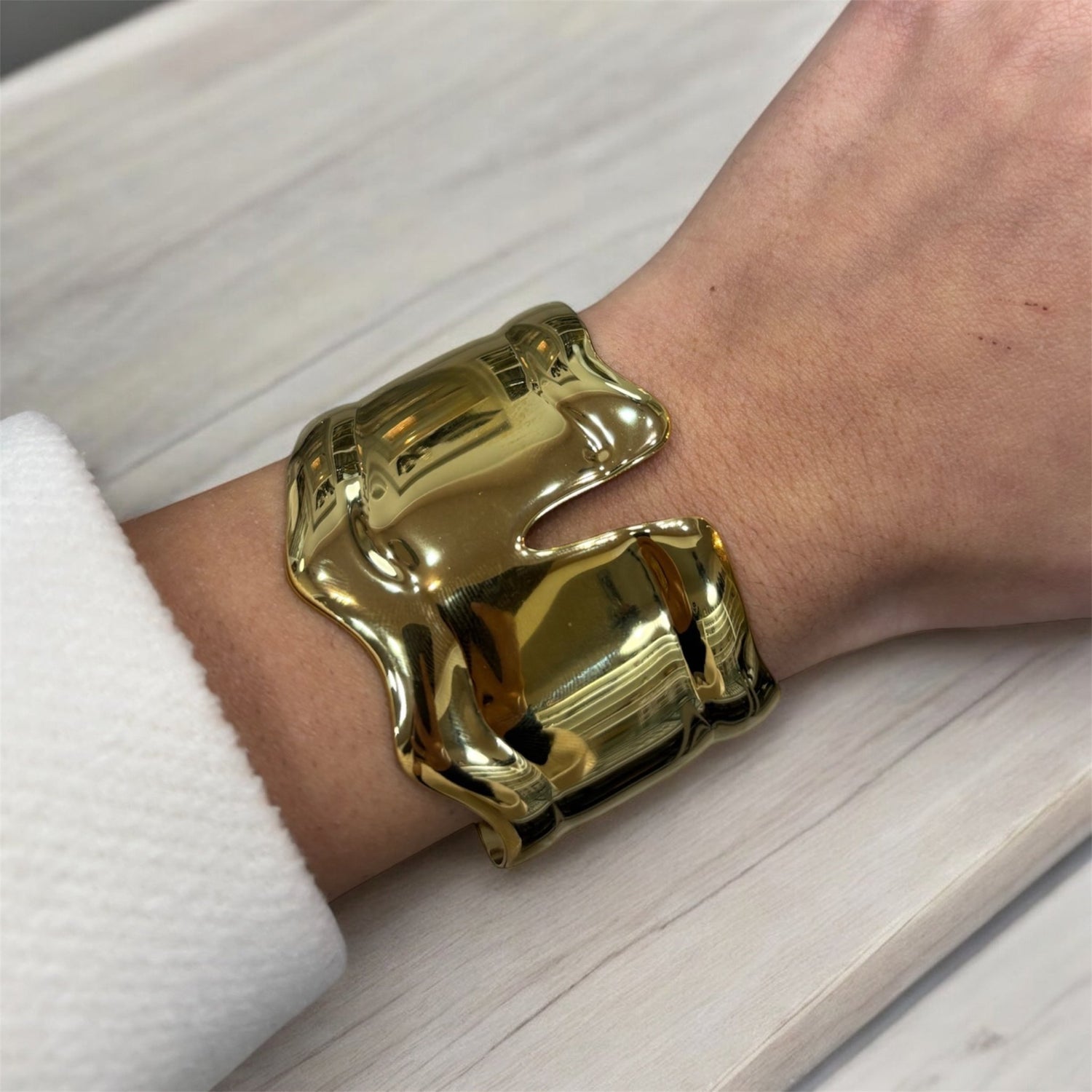 Bracciale schiava rigido oro in acciaio inossidabile - SIddharta