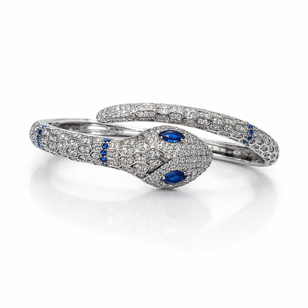 Bracciale Serpente in Argento 925 con Zirconi – Eleganza Avvolgente - SIddharta