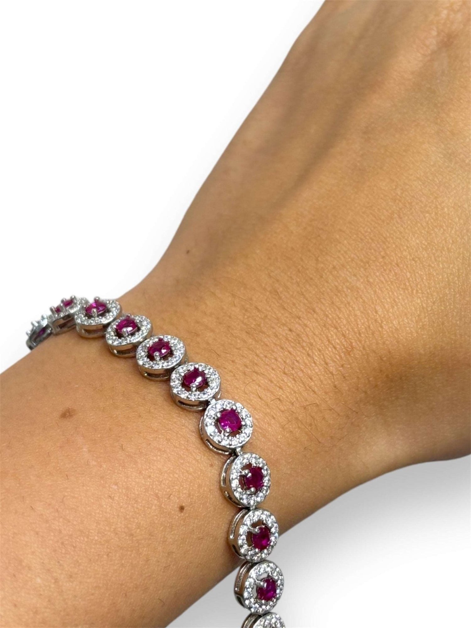 Bracciale tennis con zircone rosa argento 925 - SIddharta