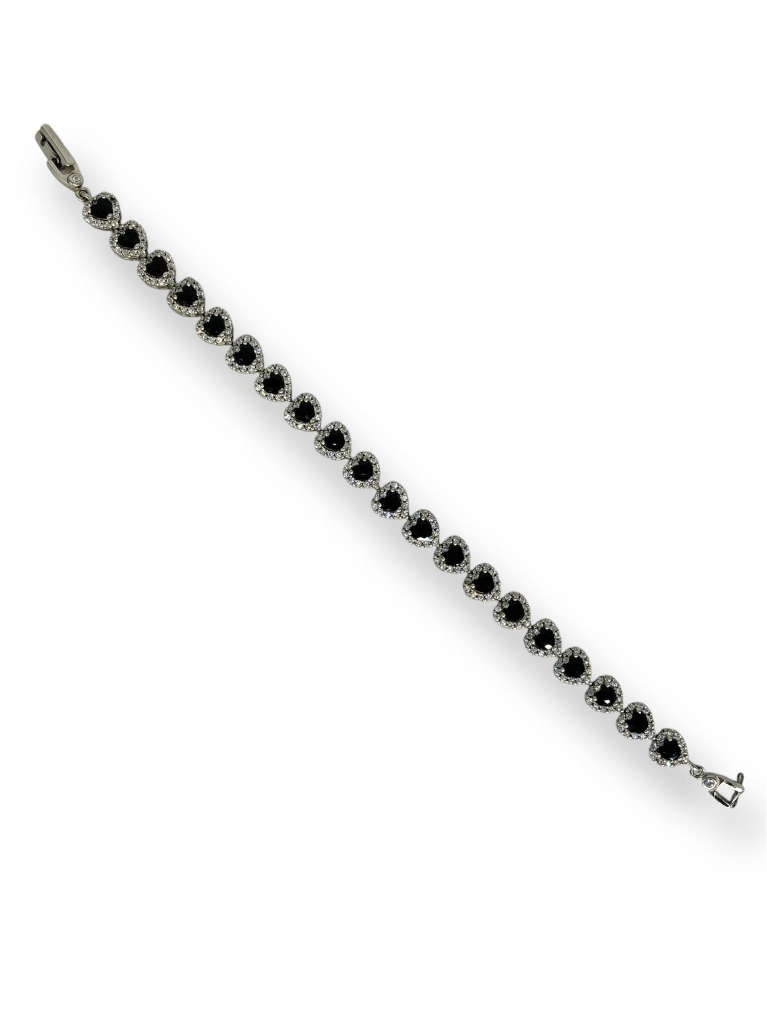Bracciale Tennis cuore nero argento 925 - SIddharta