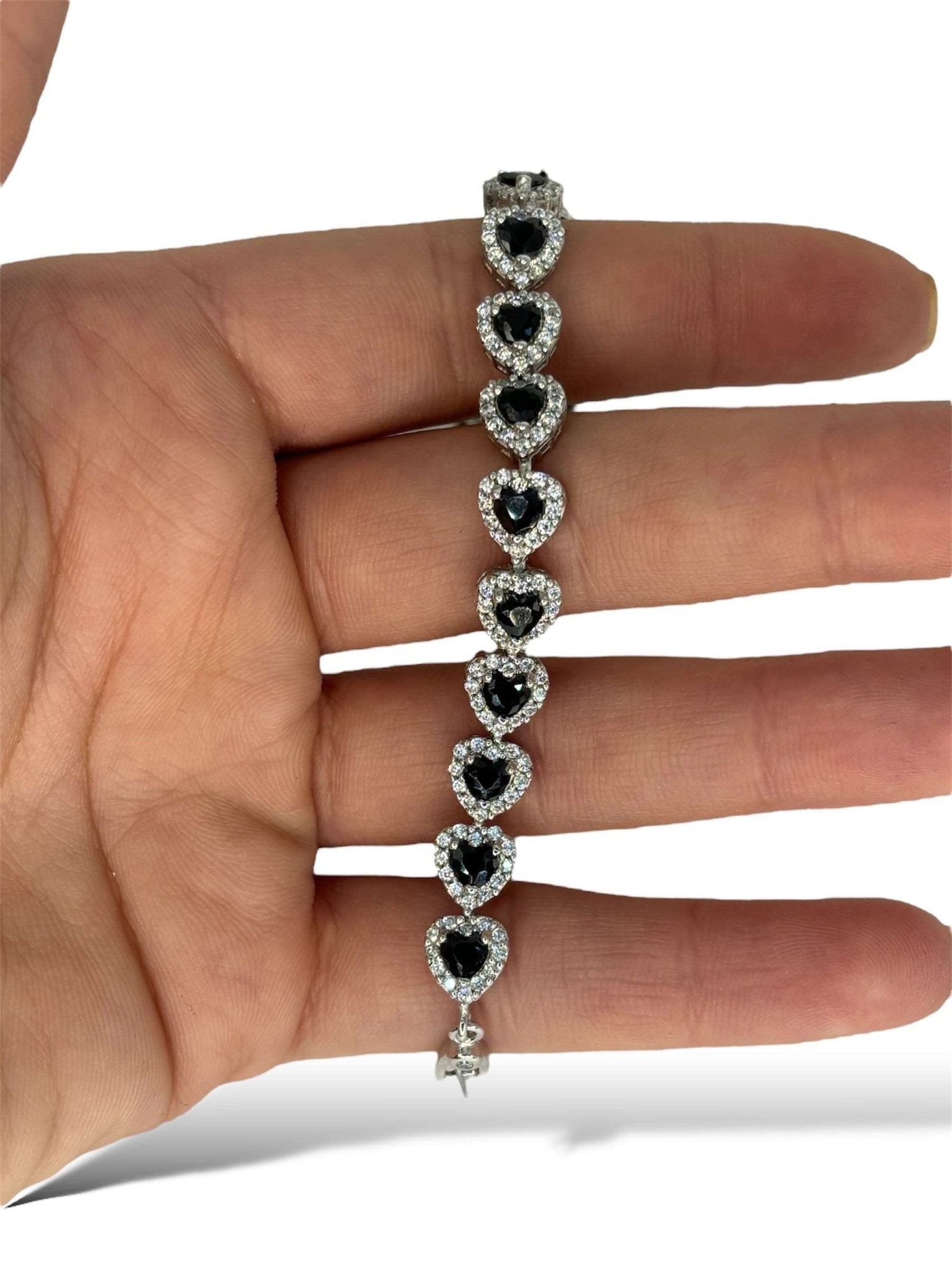 Bracciale Tennis cuore nero argento 925 - SIddharta