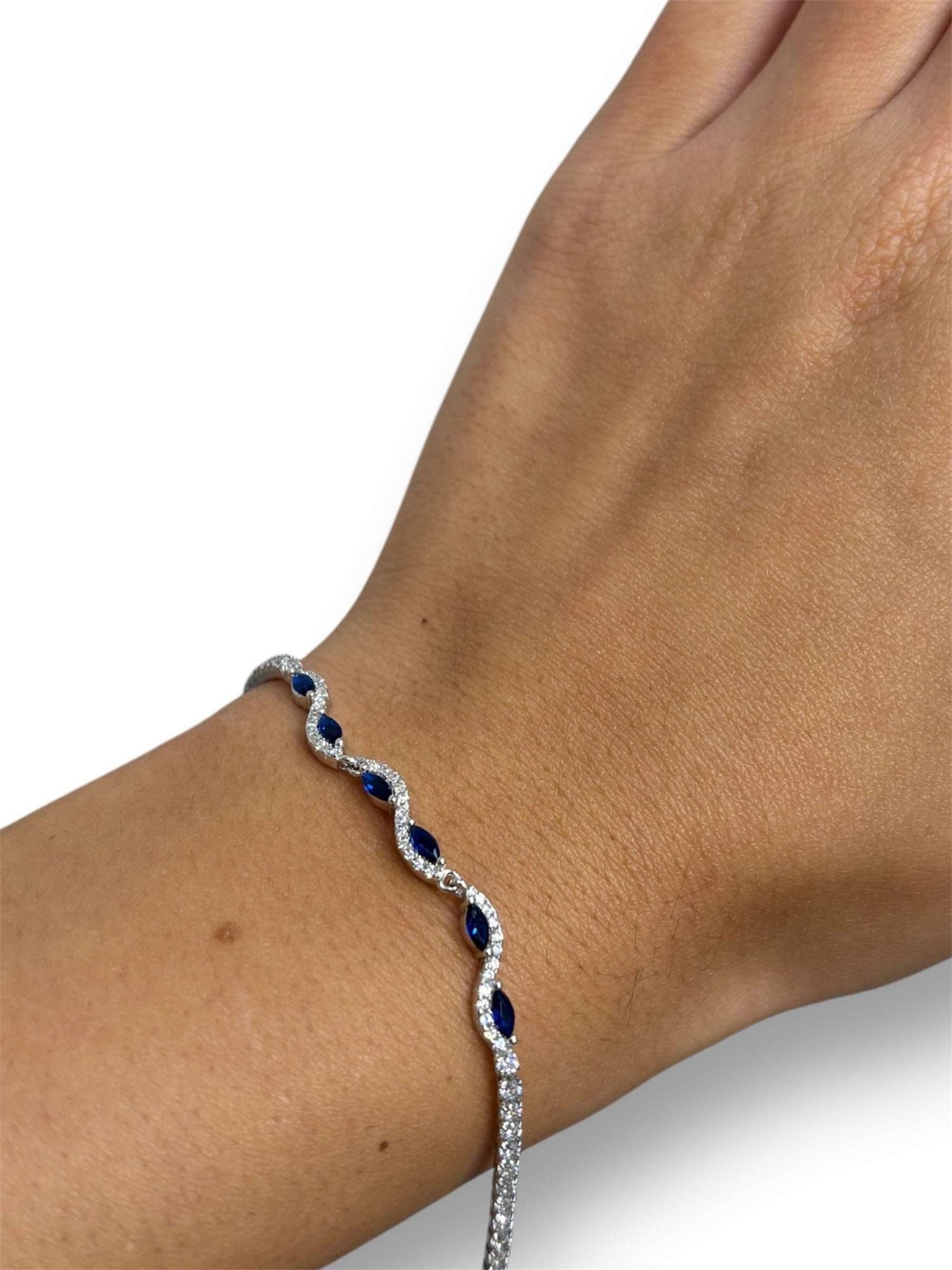 Bracciale tennis goccia blu argento 925 - SIddharta