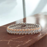 Bracciale tennis maglia larga bianco e ramato in argento 925 - SIddharta