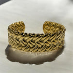Bracciale treccia rigido oro in acciaio inossidabile - SIddharta