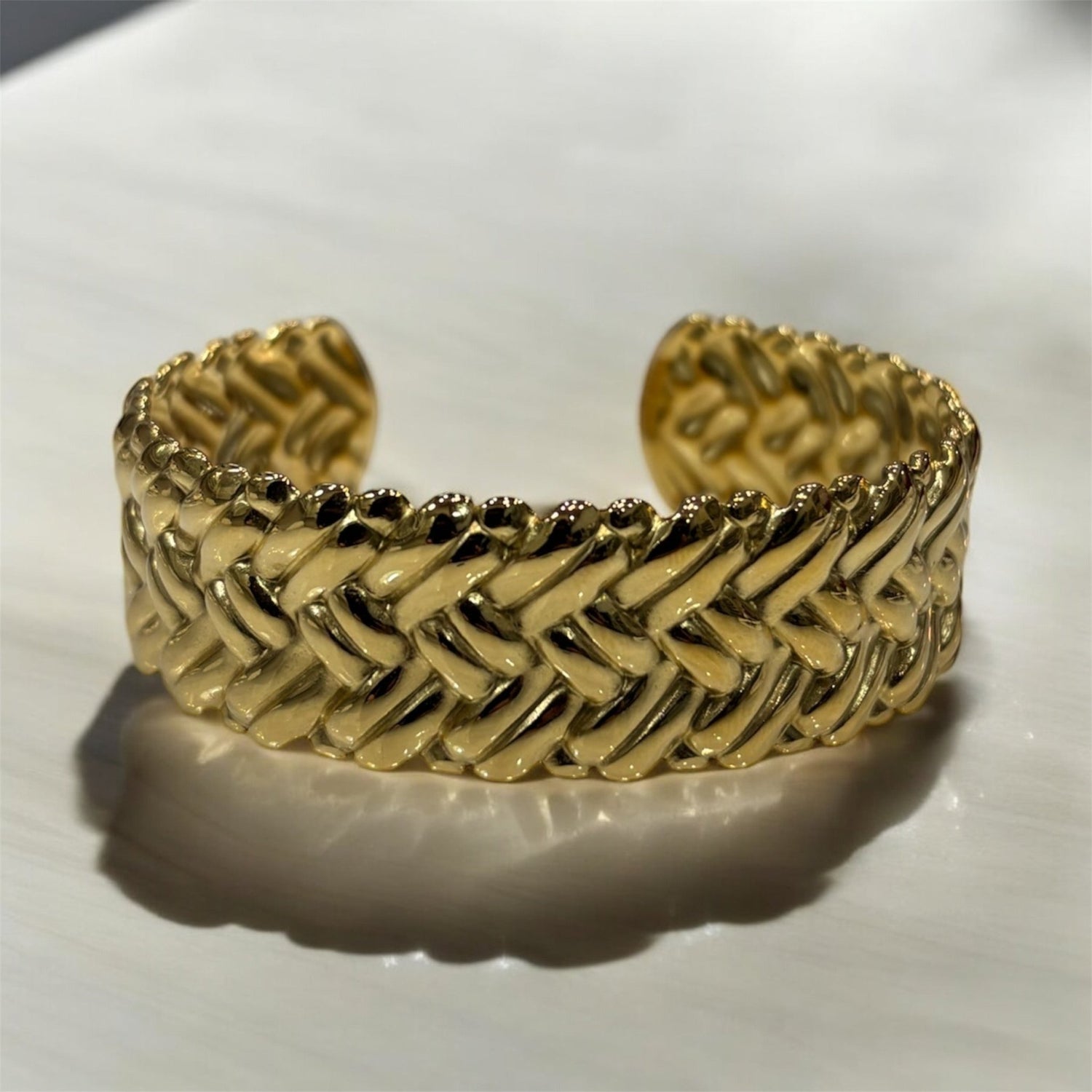 Bracciale treccia rigido oro in acciaio inossidabile - SIddharta