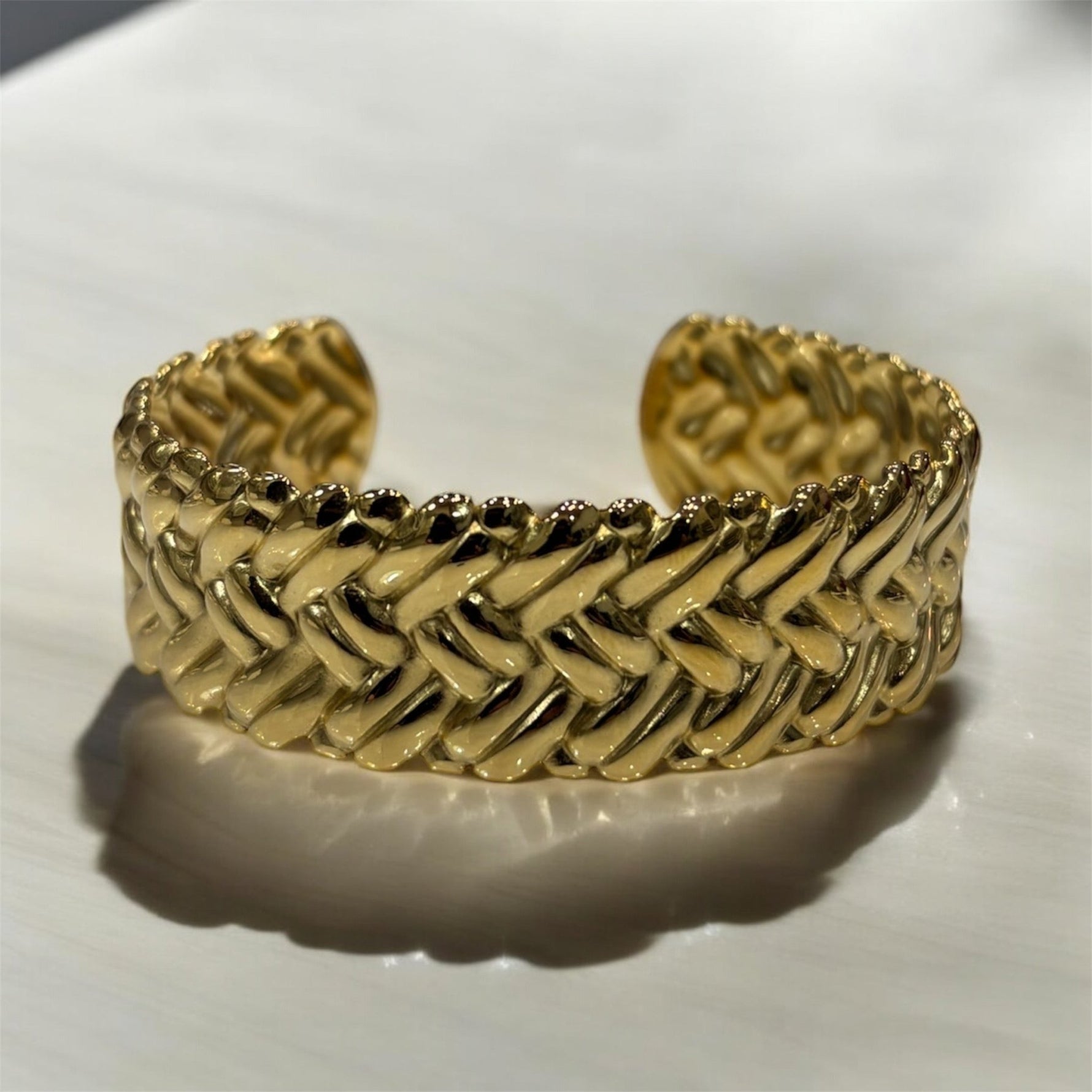 Bracciale treccia rigido oro in acciaio inossidabile - SIddharta