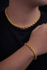 Bracciale Uomo Maglia Corda Acciaio Dorato – Catena Rope Elegante Regolabile - SIddharta