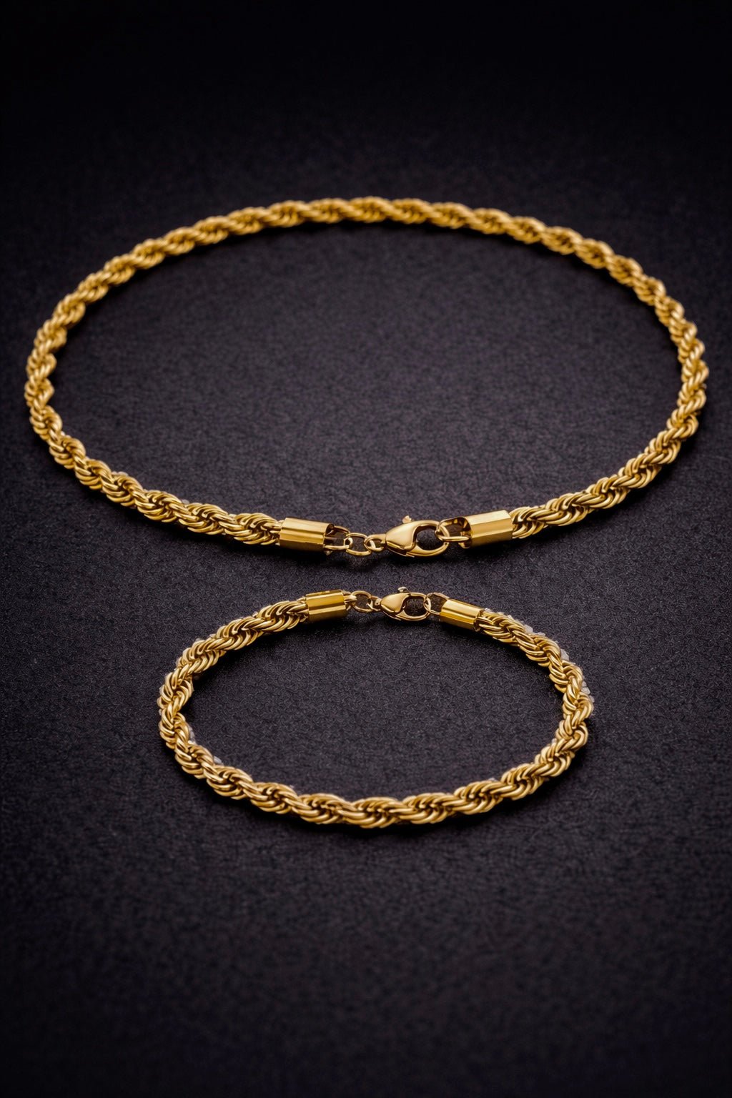 Bracciale Uomo Maglia Corda Acciaio Dorato – Catena Rope Elegante Regolabile - SIddharta