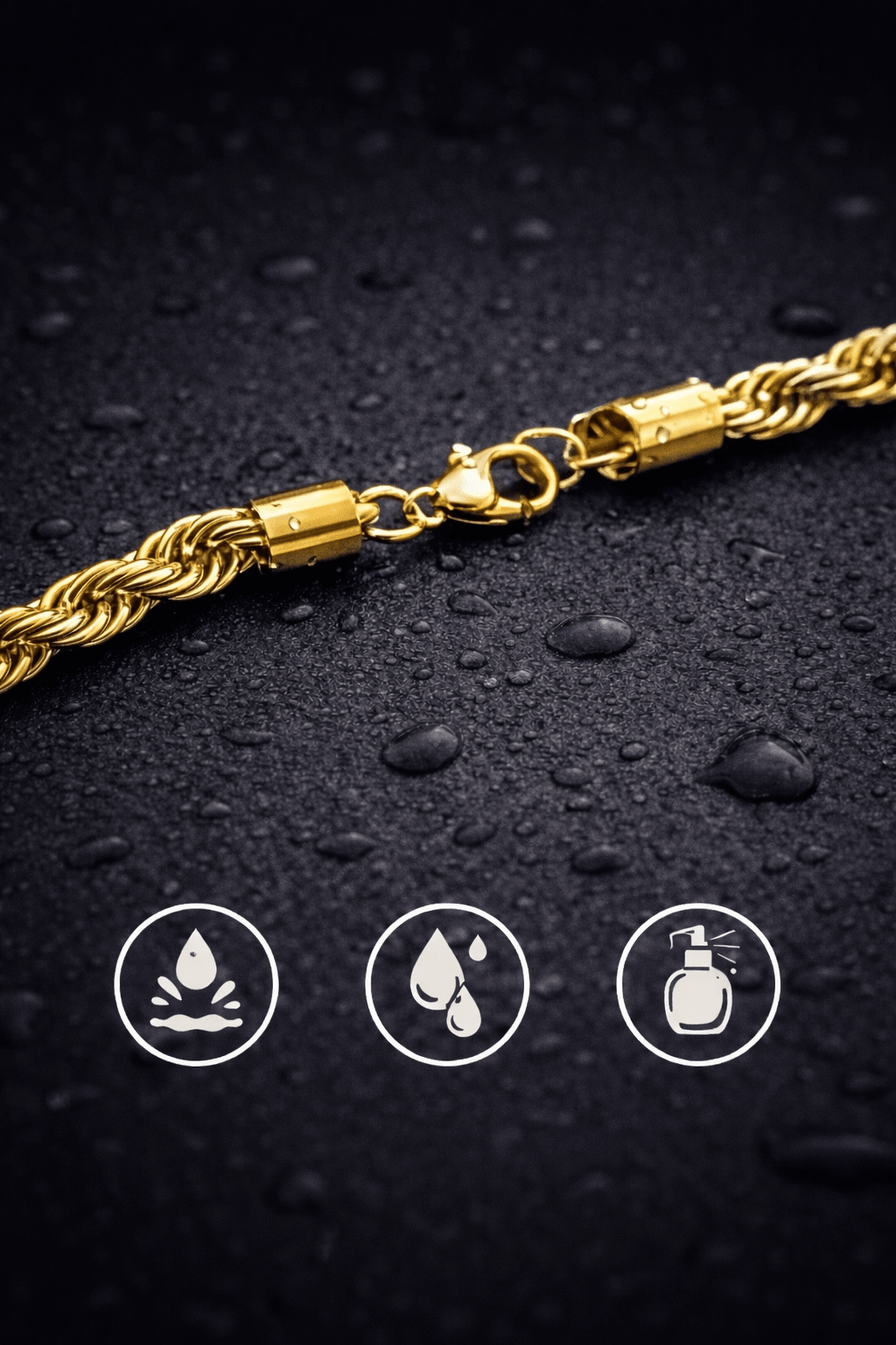 Bracciale Uomo Maglia Corda Acciaio Dorato – Catena Rope Elegante Regolabile - SIddharta