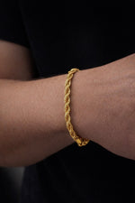 Bracciale Uomo Maglia Corda Acciaio Dorato – Catena Rope Elegante Regolabile - SIddharta