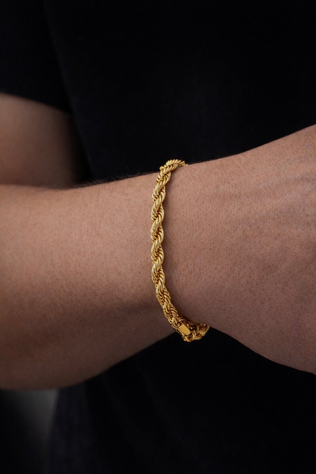 Bracciale Uomo Maglia Corda Acciaio Dorato – Catena Rope Elegante Regolabile - SIddharta