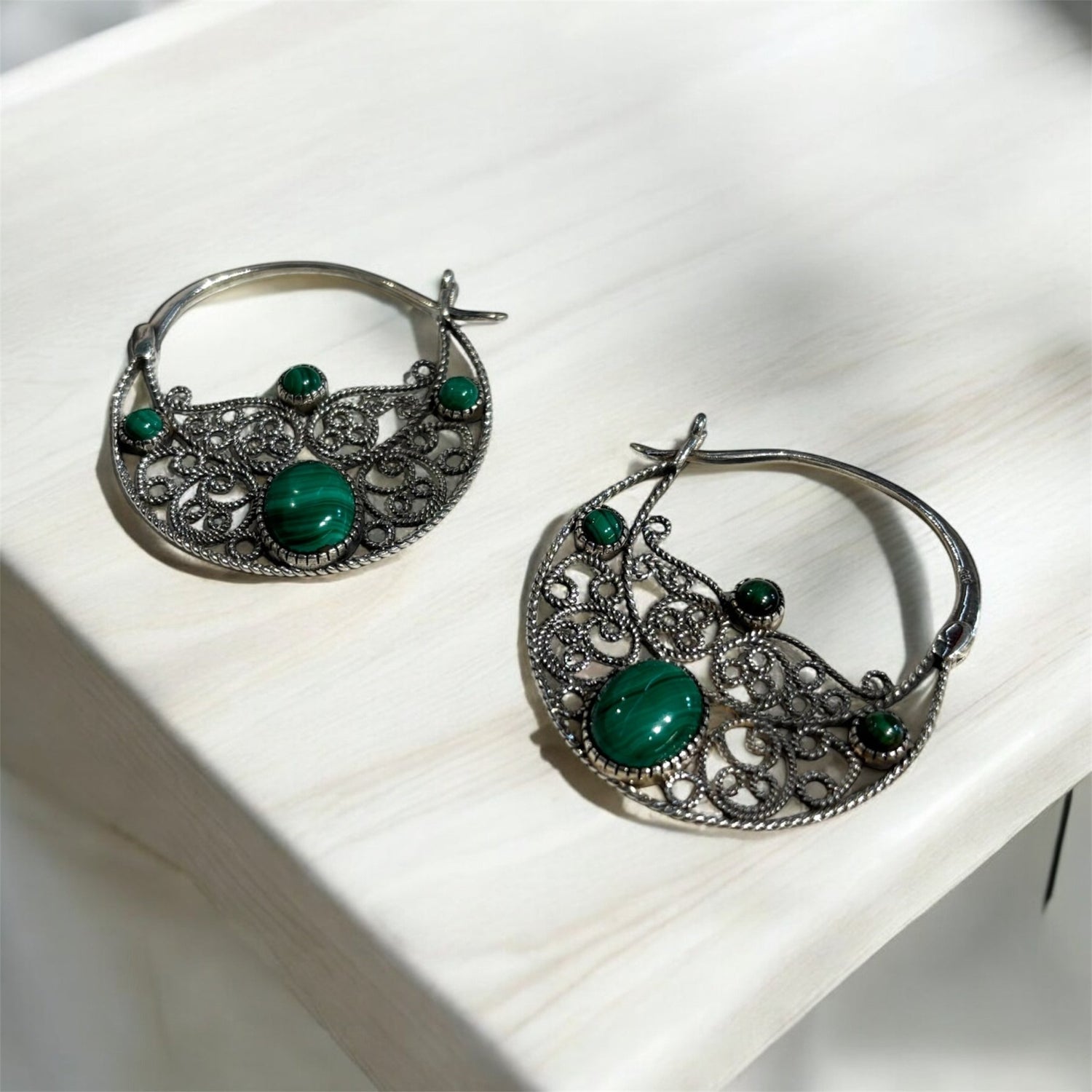 Cerchi con Malachite in argento 925 - SIddharta