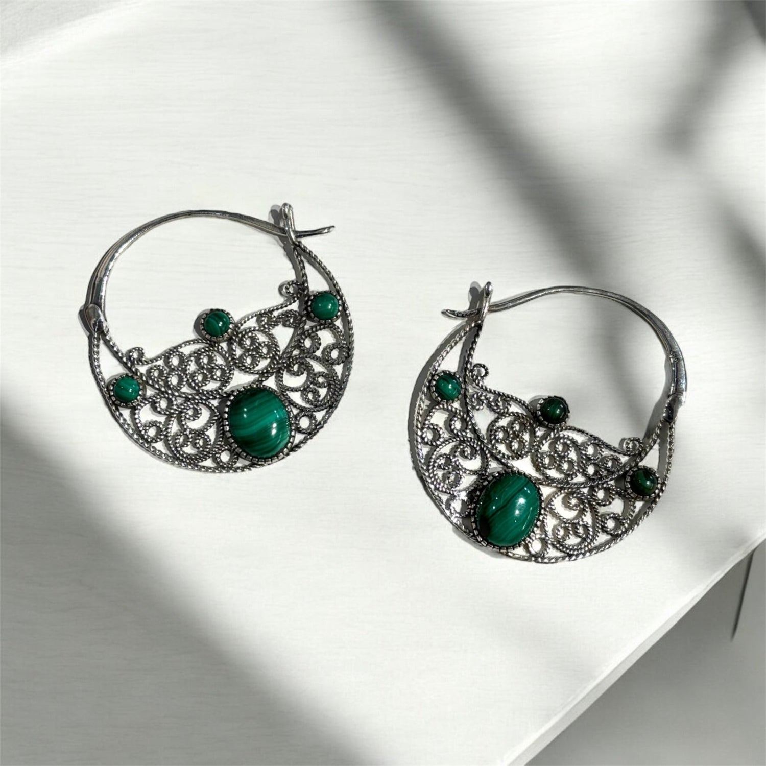 Cerchi con Malachite in argento 925 - SIddharta