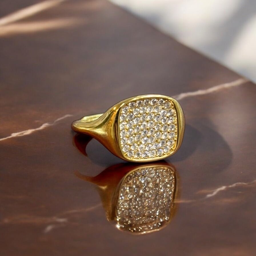 Chevalier oro quadrato con zirconi in acciaio inossidabile - SIddharta
