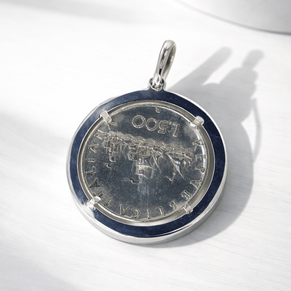 Ciondolo 500 lire incastonata in argento 925 - SIddharta
