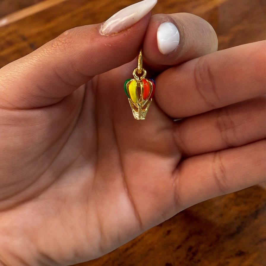 Ciondolo mongolfiera arcobaleno in argento 925 dorato - SIddharta