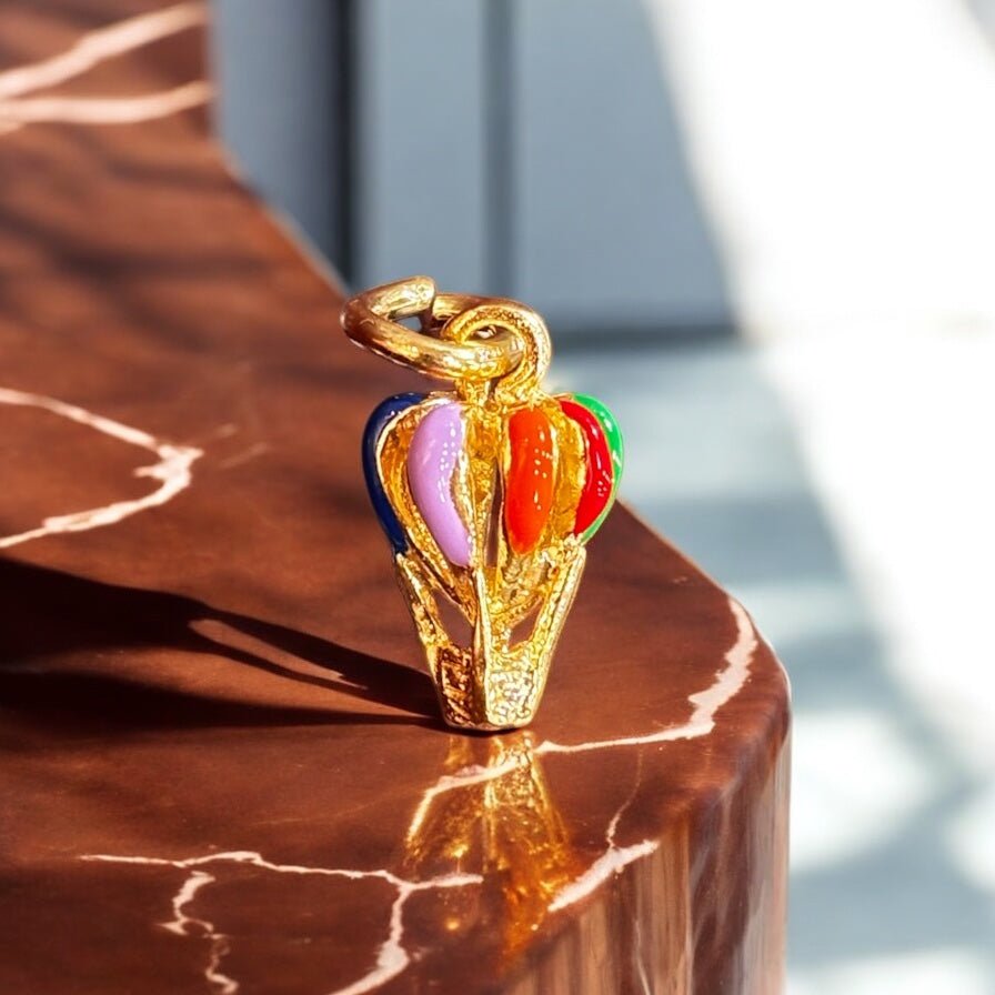 Ciondolo mongolfiera arcobaleno in argento 925 dorato - SIddharta
