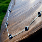 Collana 5 fiori onice in argento 925 - SIddharta