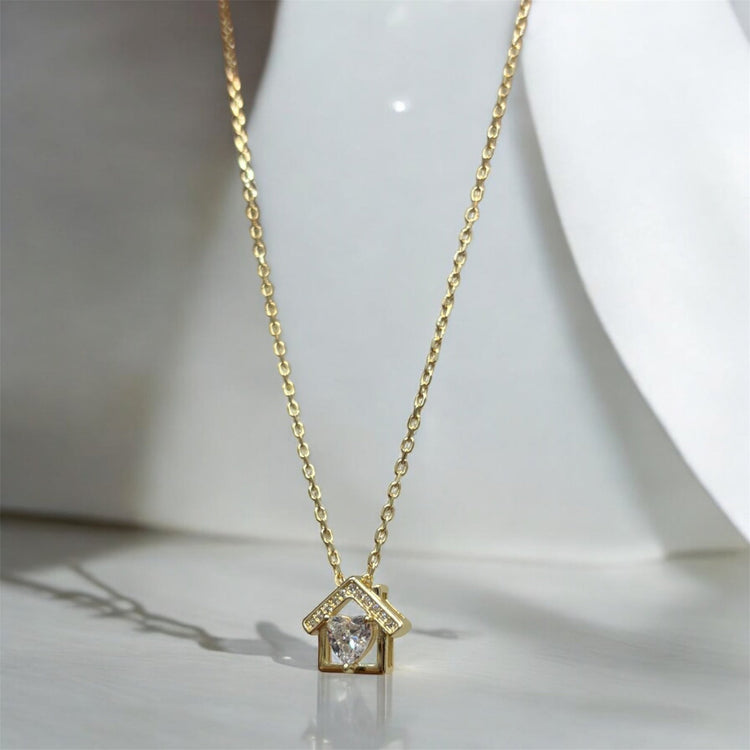 Collana casetta oro con zirconi in argento 925 - SIddharta