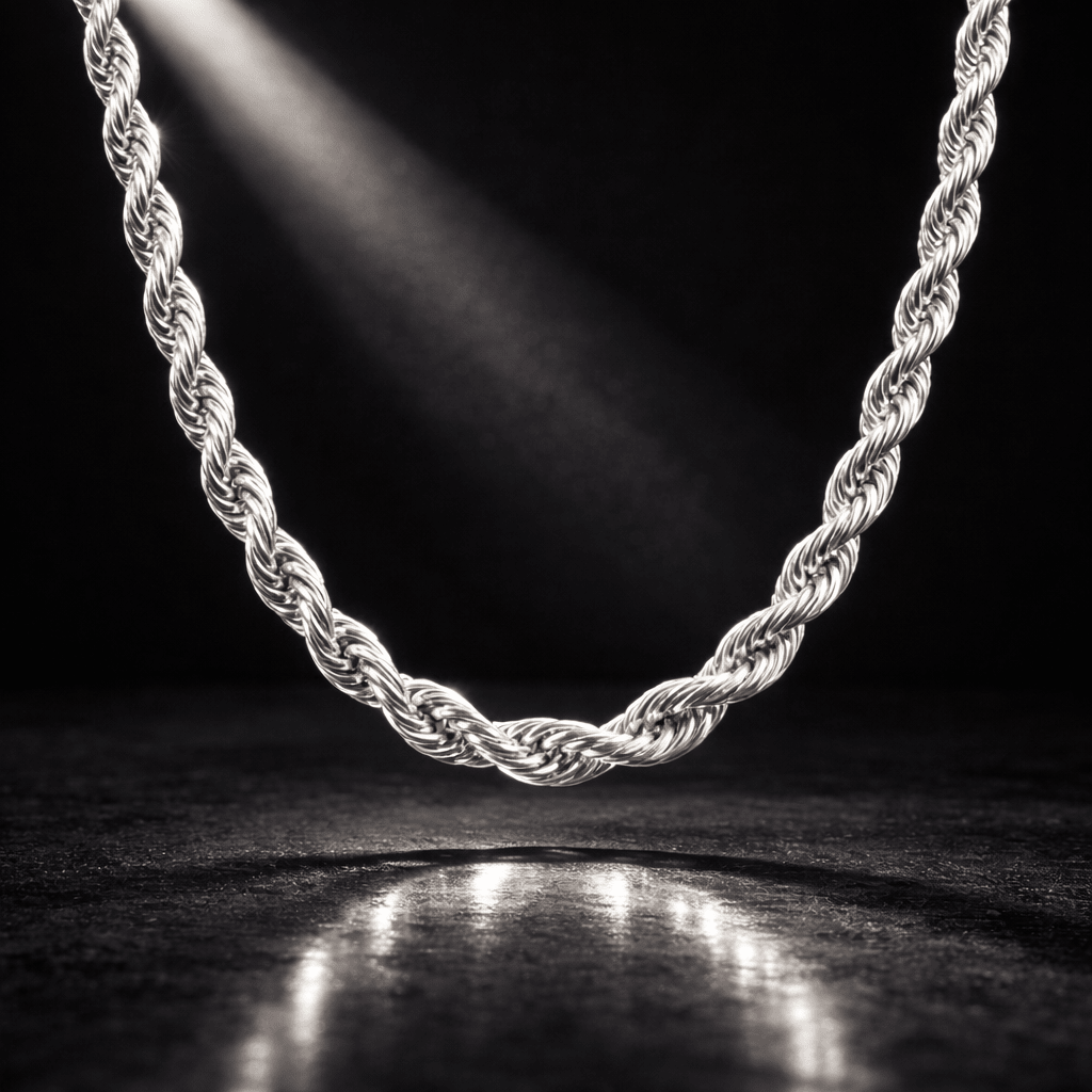 Collana Corda Uomo in Acciaio Inossidabile 316L Argento – Catena Intrecciata Resistente all’Acqua - SIddharta