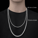 Collana Corda Uomo in Acciaio Inossidabile 316L Argento – Catena Intrecciata Resistente all’Acqua - SIddharta