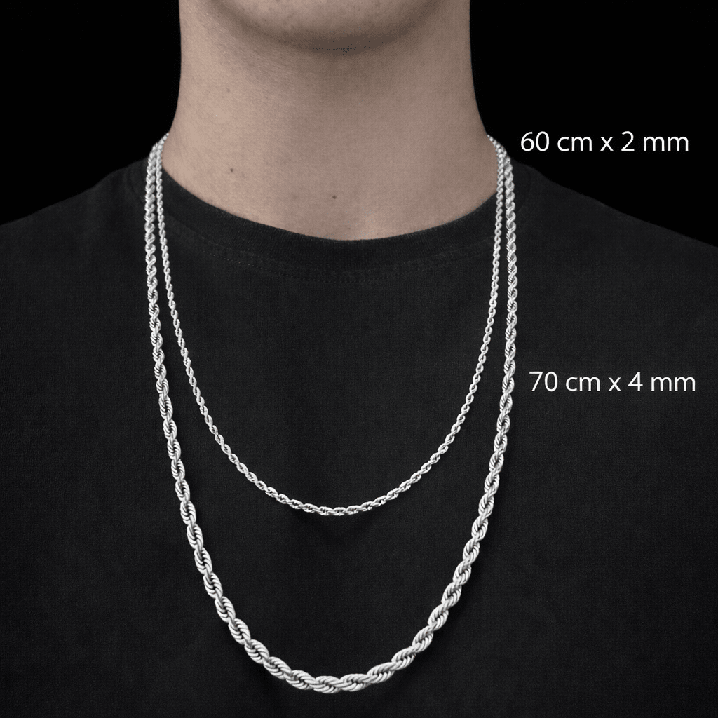 Collana Corda Uomo in Acciaio Inossidabile 316L Argento – Catena Intrecciata Resistente all’Acqua - SIddharta