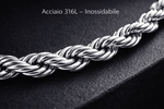Collana Corda Uomo in Acciaio Inossidabile 316L Argento – Catena Intrecciata Resistente all’Acqua - SIddharta